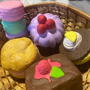 Assorted Colorful Dessert Squishy Toys - Pastel Macaron & Bakery Mix